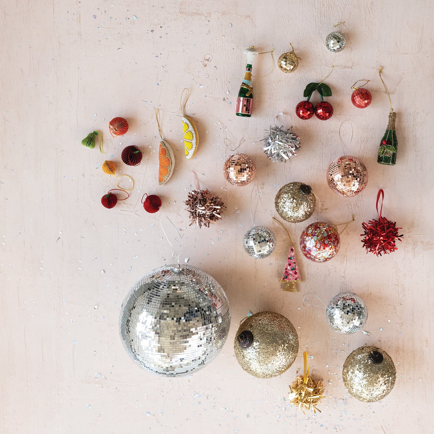 2" Mirrored Mosaic Glass Ornament - Three Colors