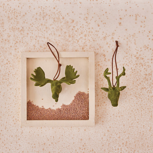 Flocked Deer/Moose Ornament, 2 Styles