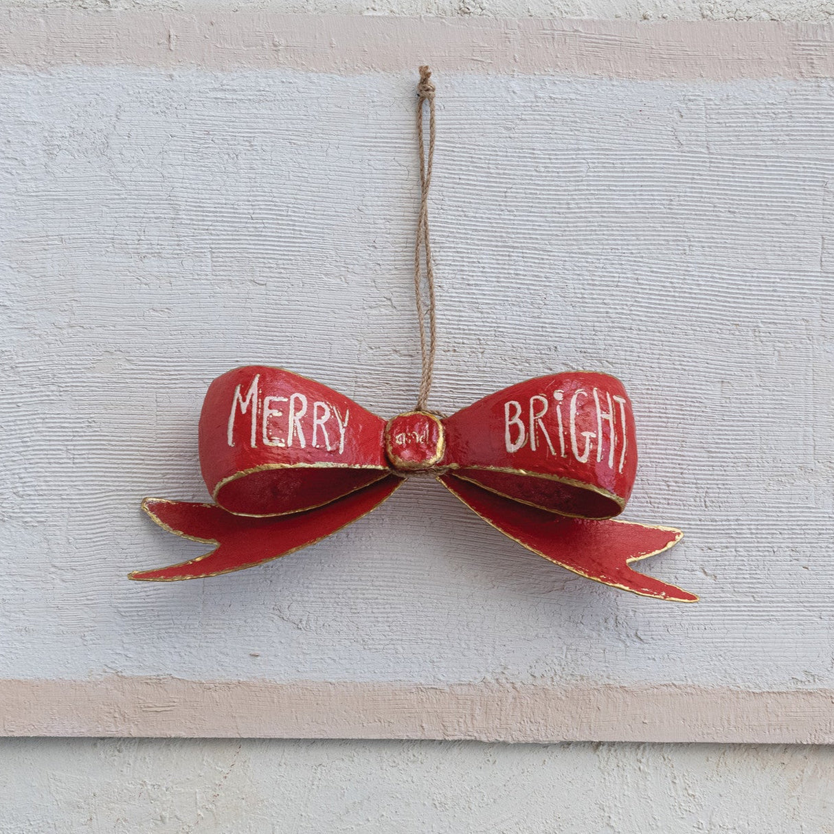 Metal Bow "Merry and Bright" Ornament