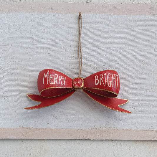 Metal Bow "Merry and Bright" Ornament