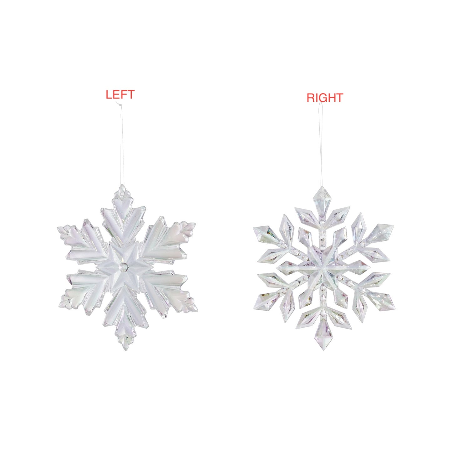 6"H Iridescent Snowflake Ornaments