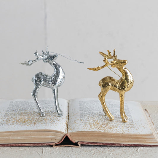 5.25" Patina Reindeer Ornament - Two Colors