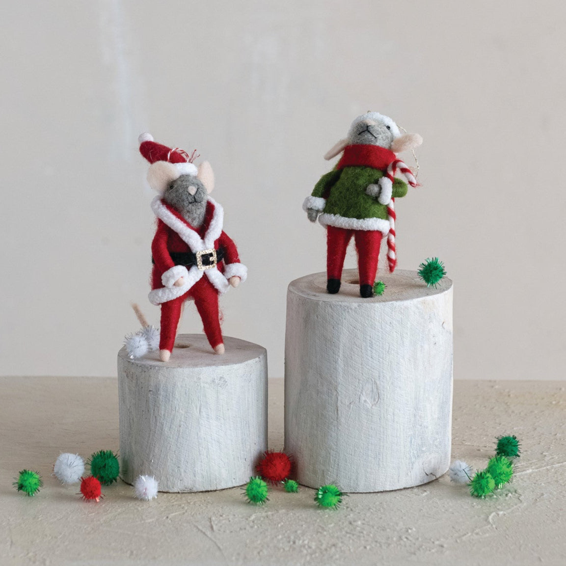 Merry Mouse Wool Elf Ornaments