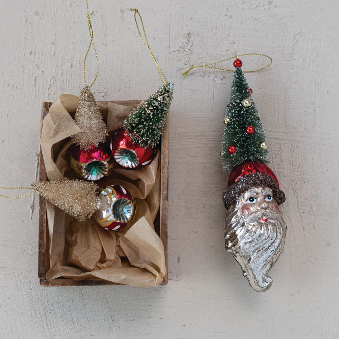 Mercury Santa Bottle Brush Tree Ornament