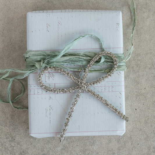 Metal Rhinestone Bow Ornament