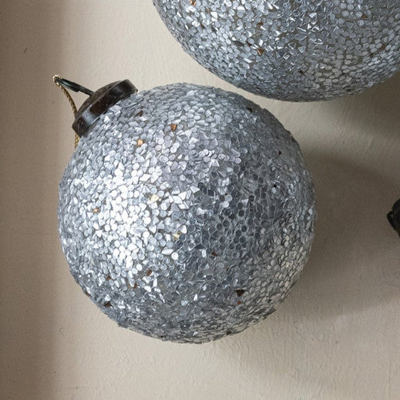 4" Round Mica Flakes Ball Ornament