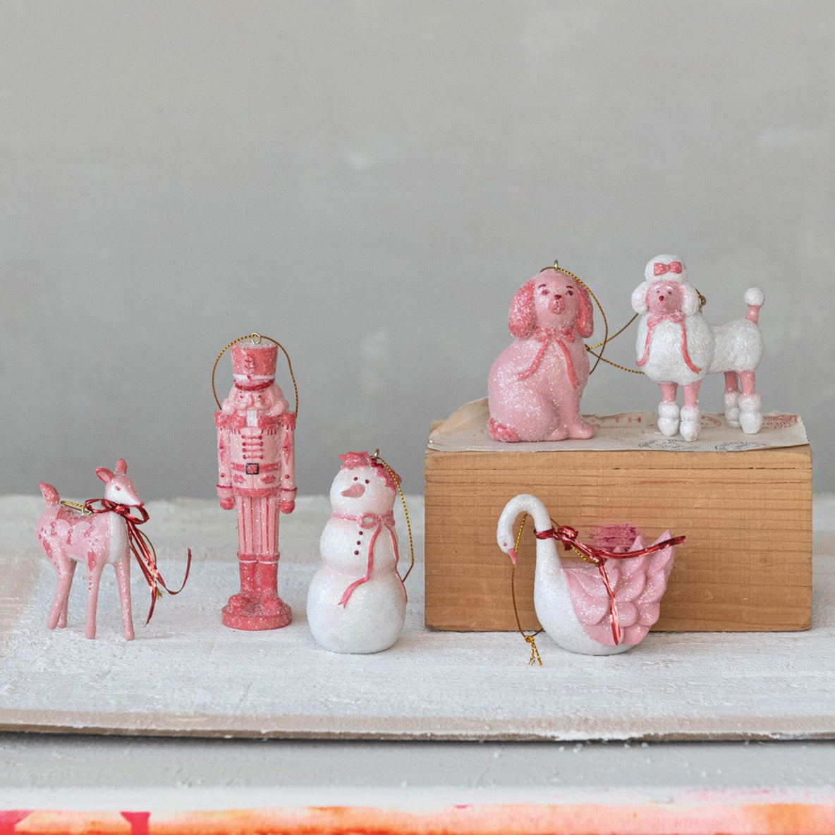 Pink Sugared Christmas Icon Ornaments