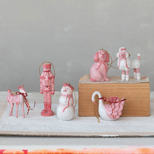 Pink Sugared Christmas Icon Ornaments