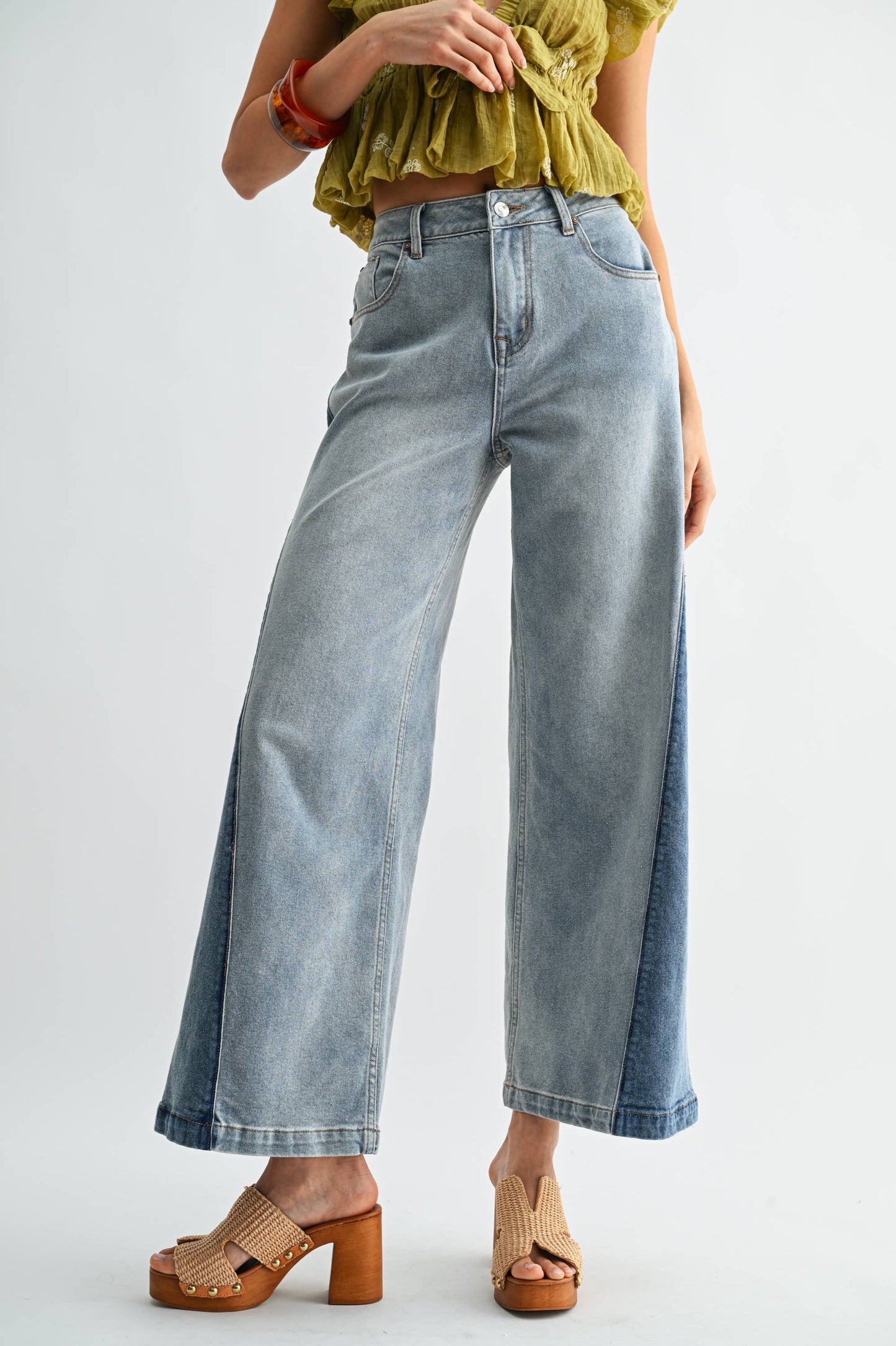 Sasha Two Tone Wide Leg Jeans