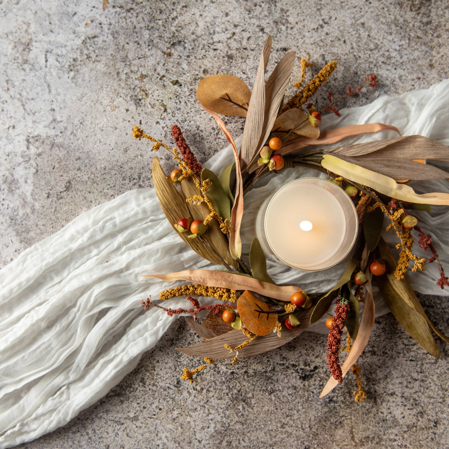 11" Mixed Heather Berry Candle Ring