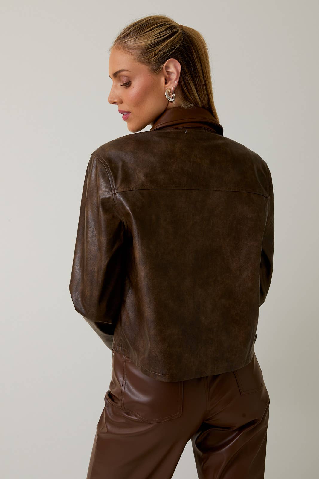 Henna Leather Midi Jacket