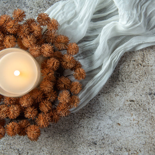 10" Rust Chestnut Seed Candle Ring