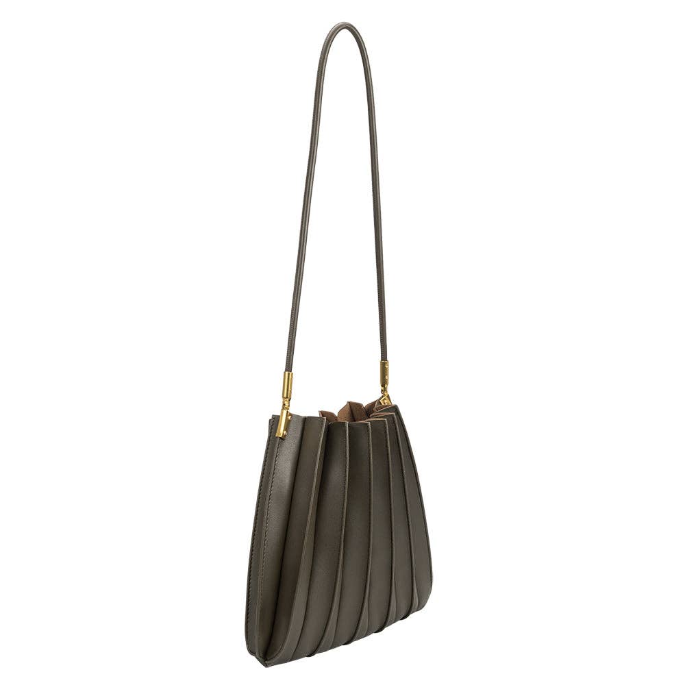 Carrie Pleated Shoulder Bag- Olive
