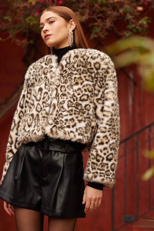 Reagan Animal Print Faux Fur Jacket