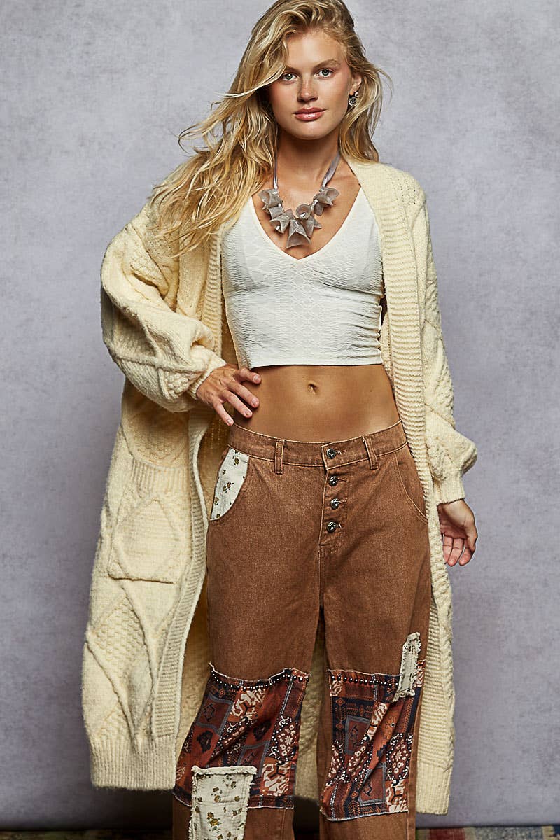 Vanilla Cream Diamond Long Cardigan