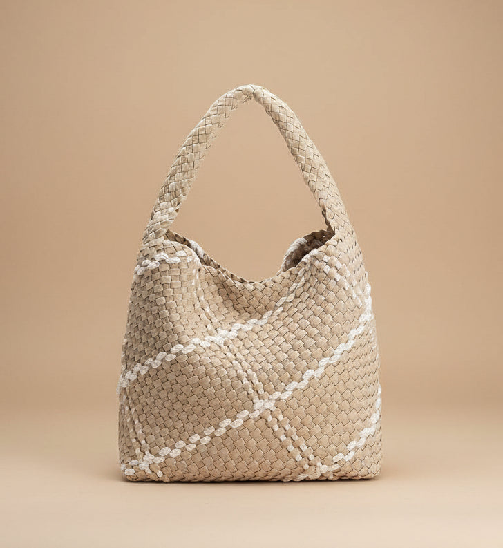 Johanna Woven Shoulder Bag - Almond