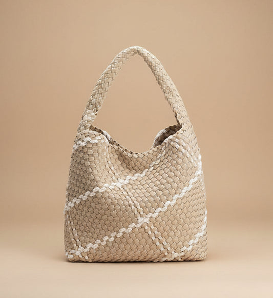 Johanna Woven Shoulder Bag - Almond