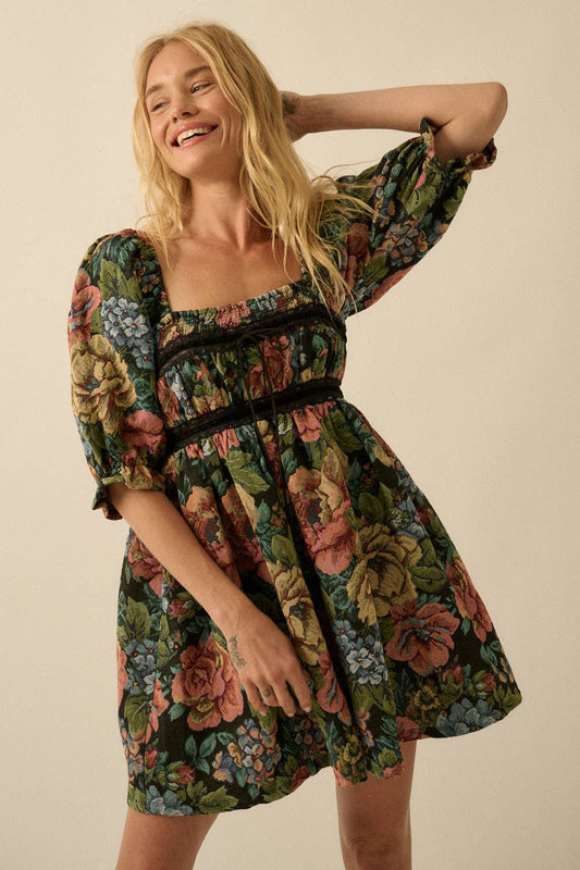 Nora Jacquard Tapestry Mini Dress