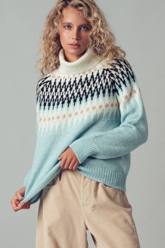 Zoey Fair Isle Turtleneck Sweater