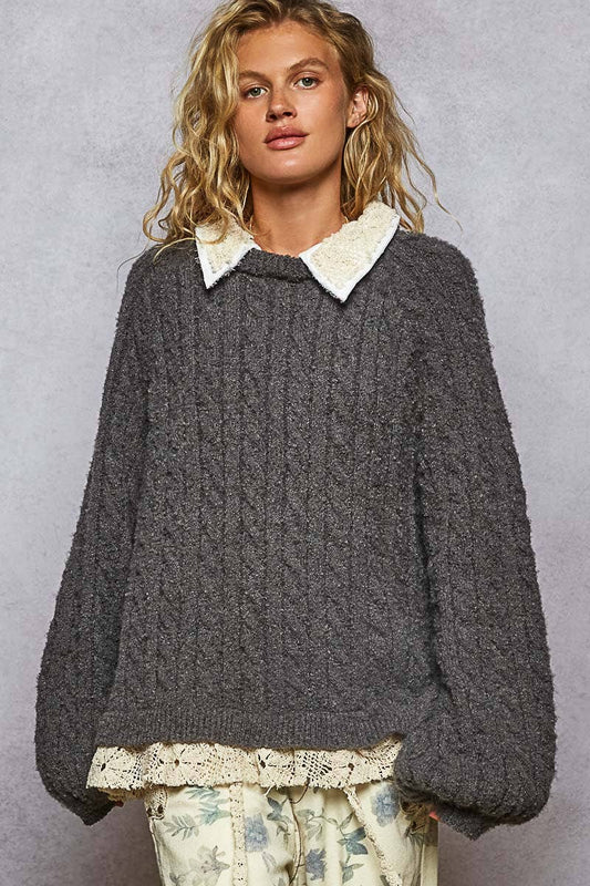 Jolie Crochet & Cable Knit Sweater