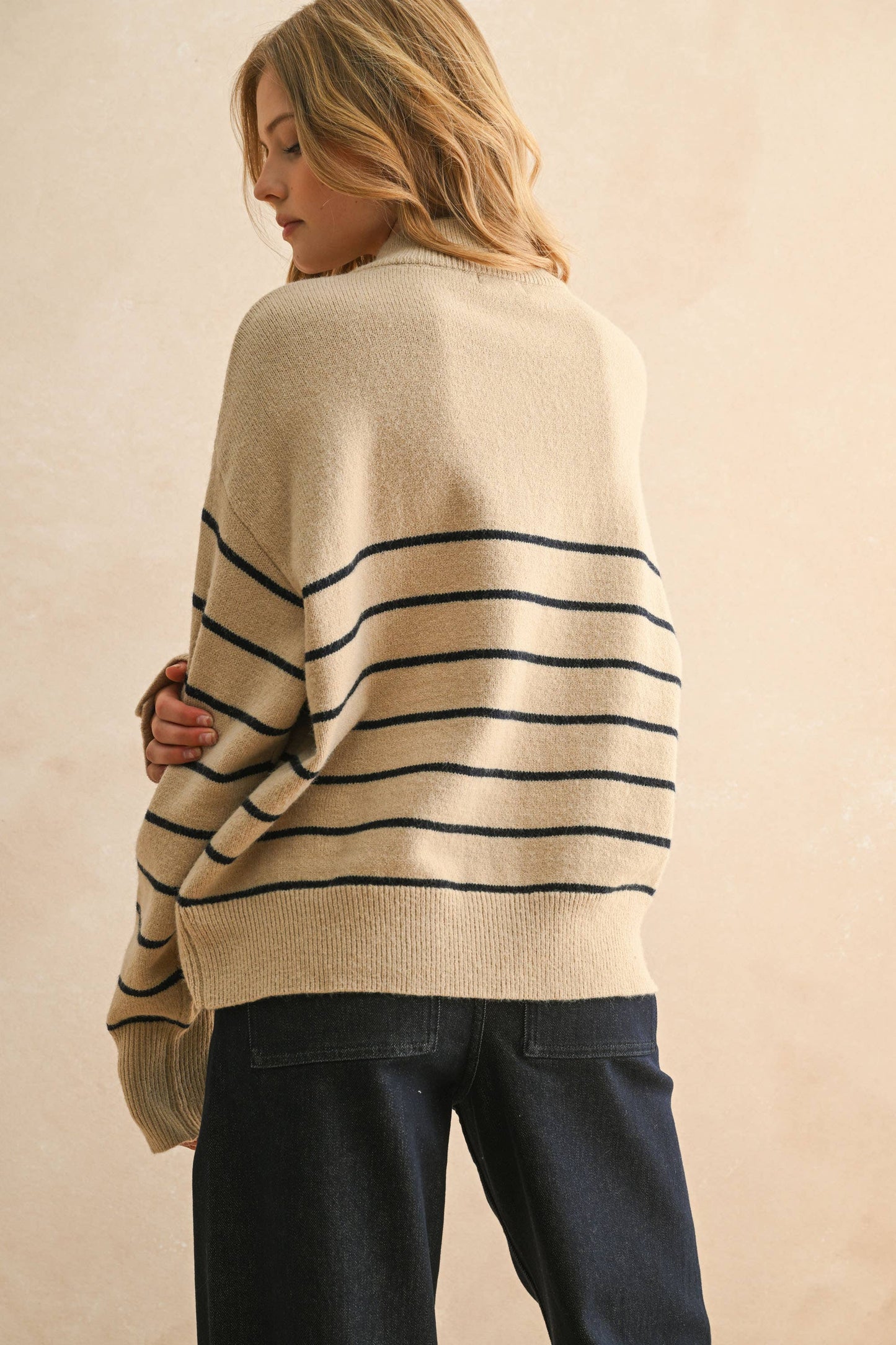 Melanie Striped Button Sweater