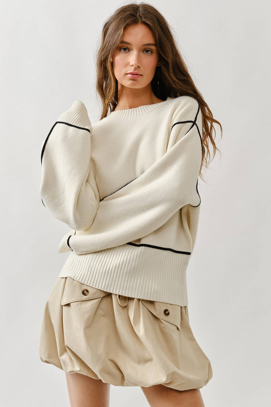 Aria Contrast Stitch Sweater
