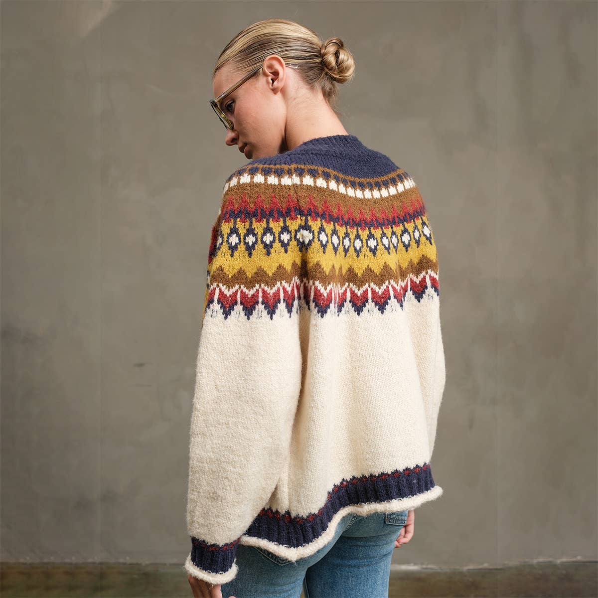 Nordic Pattern Toggle Knit Cardigan