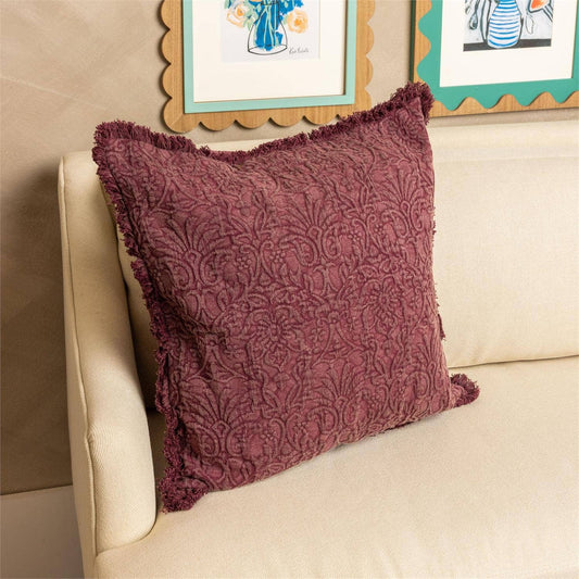 Stonewashed Matelasse Fringe Pillow