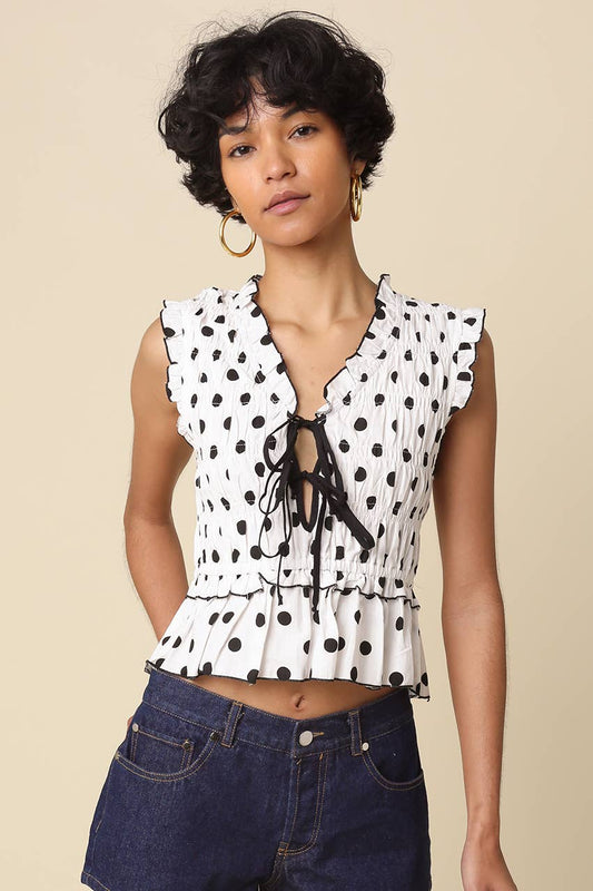 Lucia Polka Dot Ruffle Top
