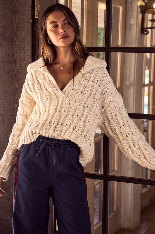 Sienna Collared Split Neck Sweater