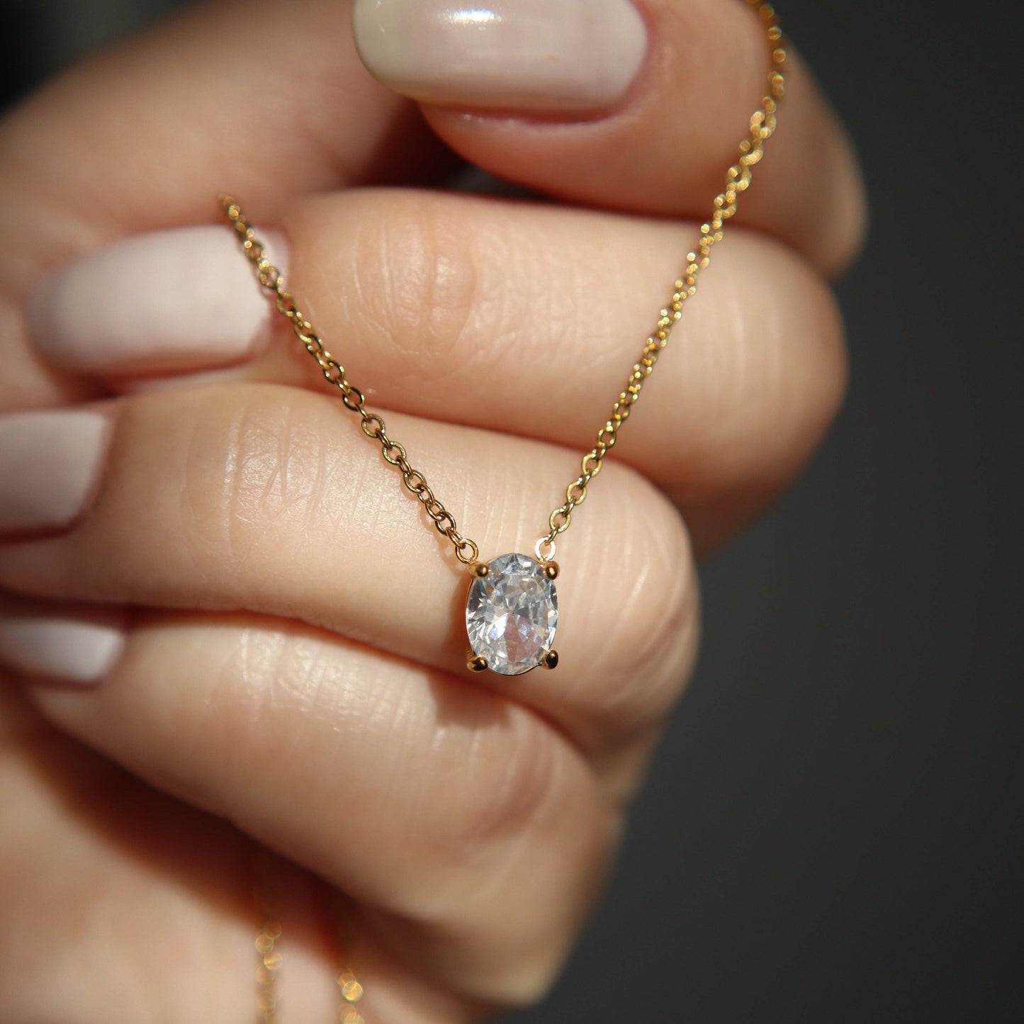 Sloan Oval Solitaire Necklace