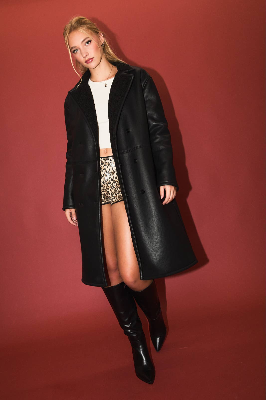 Melanie Sherpa Lined Leather Coat