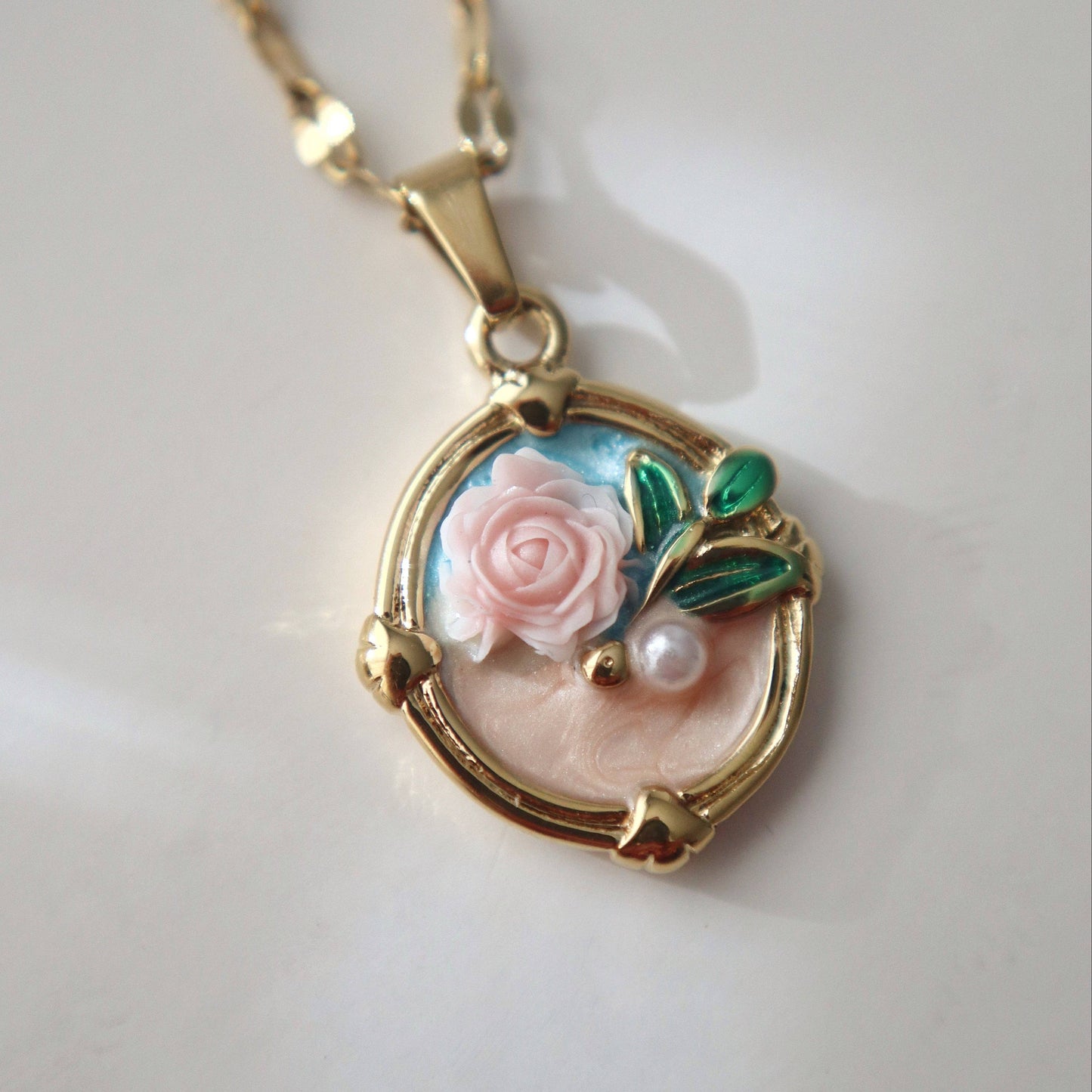 Rose Bloom Pendant Necklace