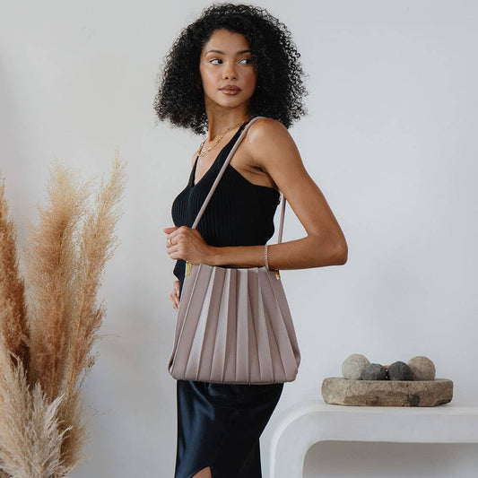 Carrie Pleated Shoulder Bag - Mushroom