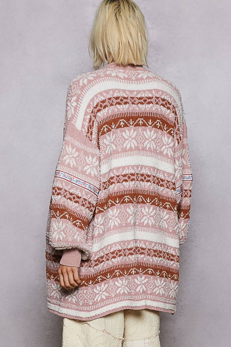 Pink Snow Chenille Cardigan