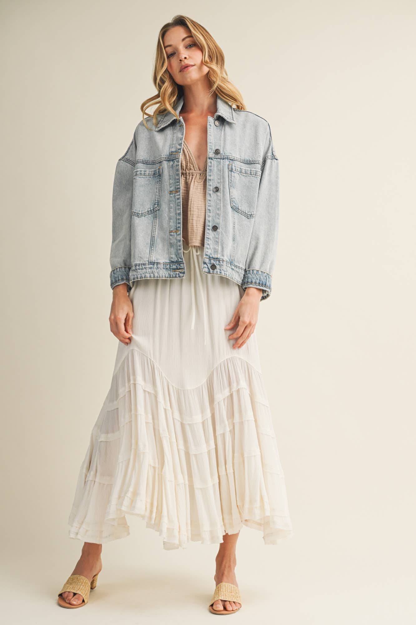 Katrina Back Pleated Denim Jacket