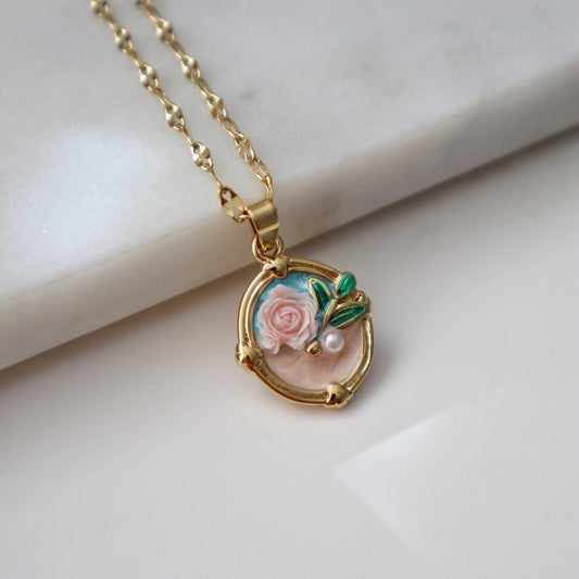 Rose Bloom Pendant Necklace