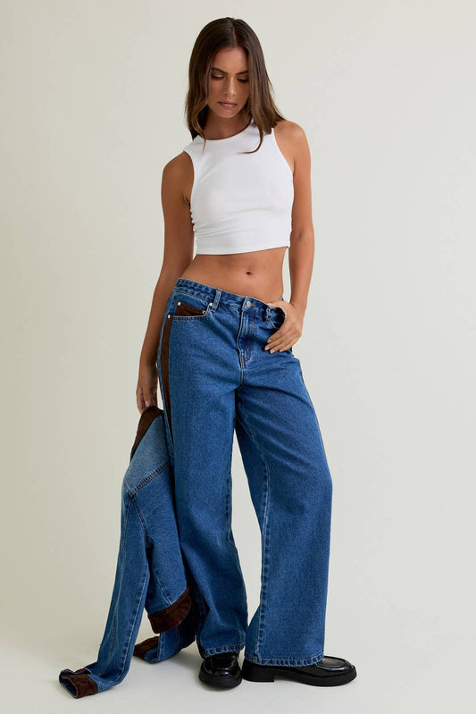 Dallas Contrast Wide Leg Jeans