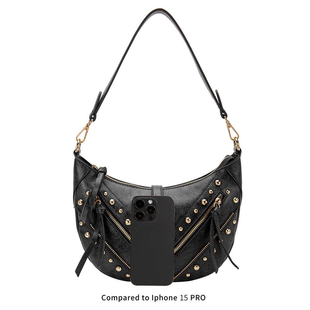 Maeve Studded Shoulder Bag - Espresso