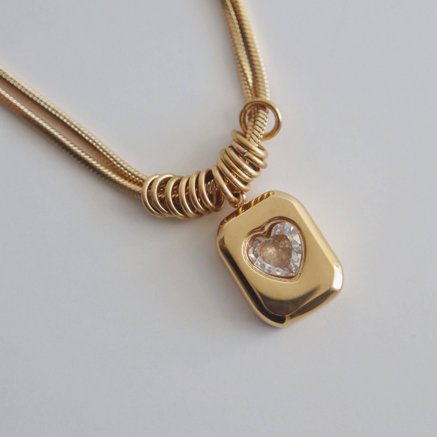 Jules Double Chain Heart Necklace