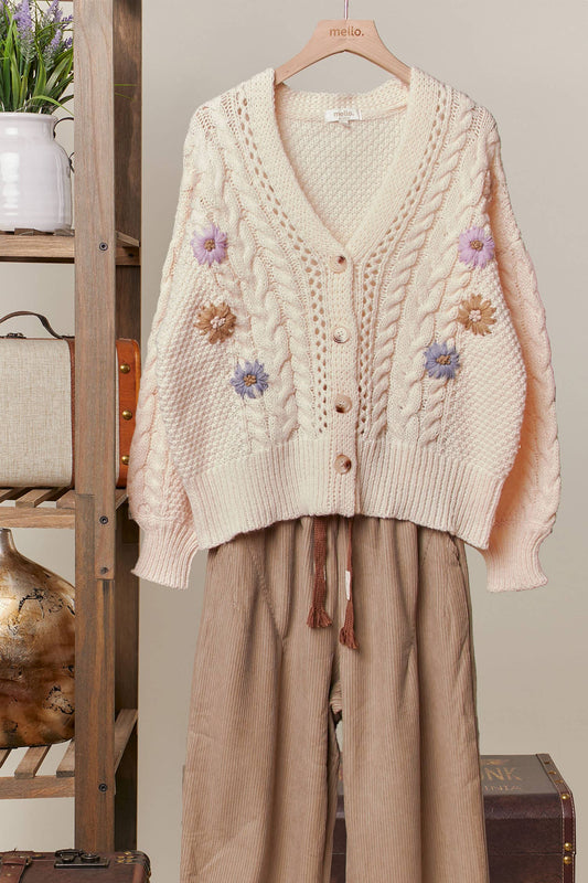 Daisy Cable Knit Cardigan