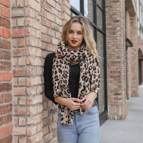 Charlie Leopard Print Scarf