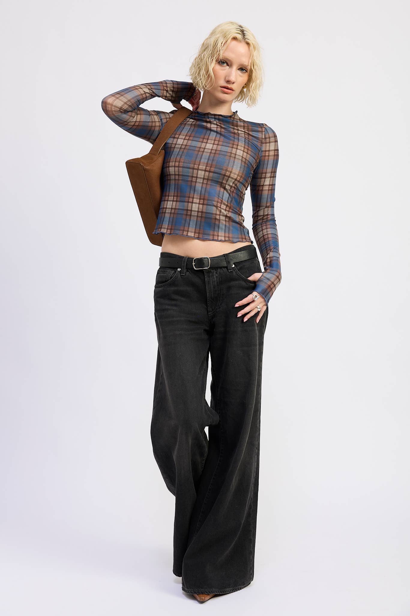 Daria Plaid Mesh Top