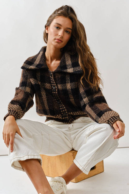 Katrina Mixed Plaid Cardigan