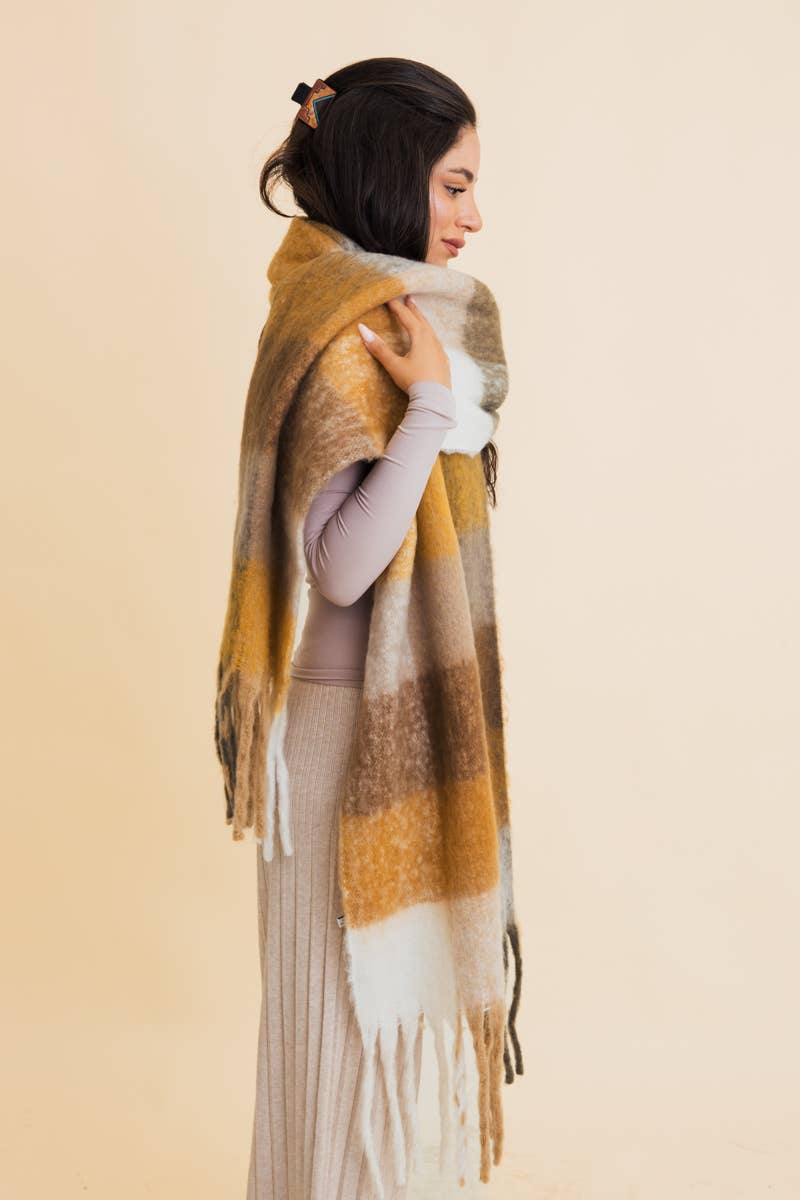 Cozy Breeze Oversized Fringe Scarf - Three Colors