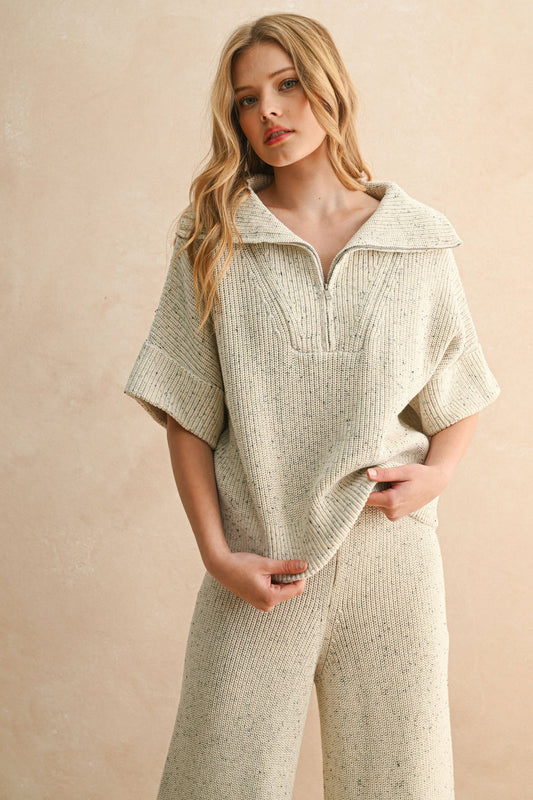 Euphoria Knit Zip Collar Top