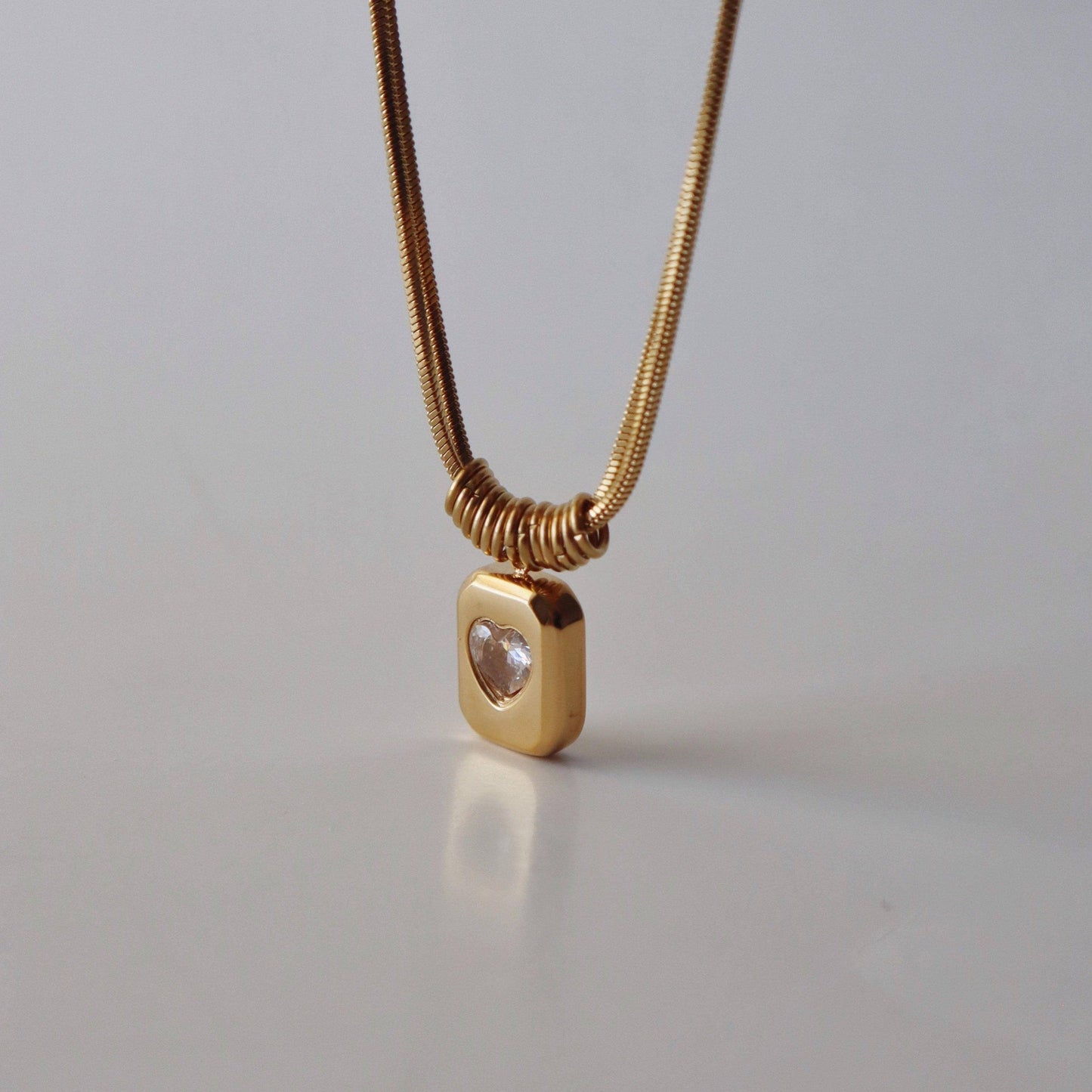 Jules Double Chain Heart Necklace
