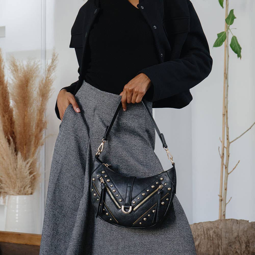 Maeve Studded Shoulder Bag - Tan