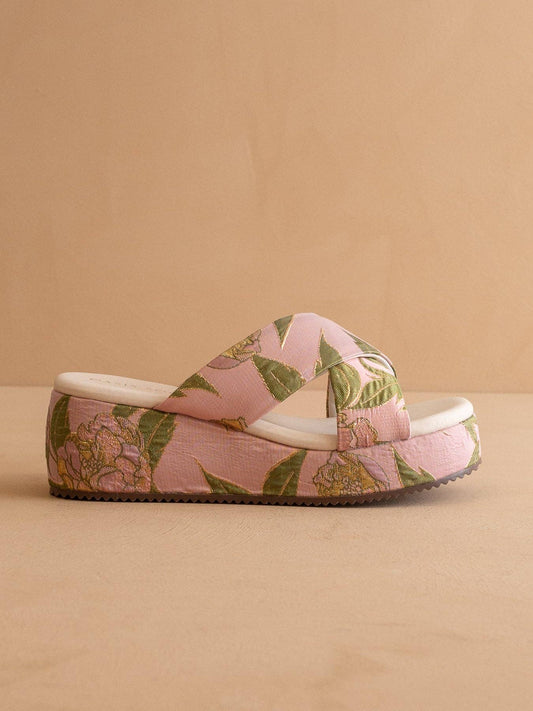 The Fresno | Rose Garden Raffia Platform Sandal