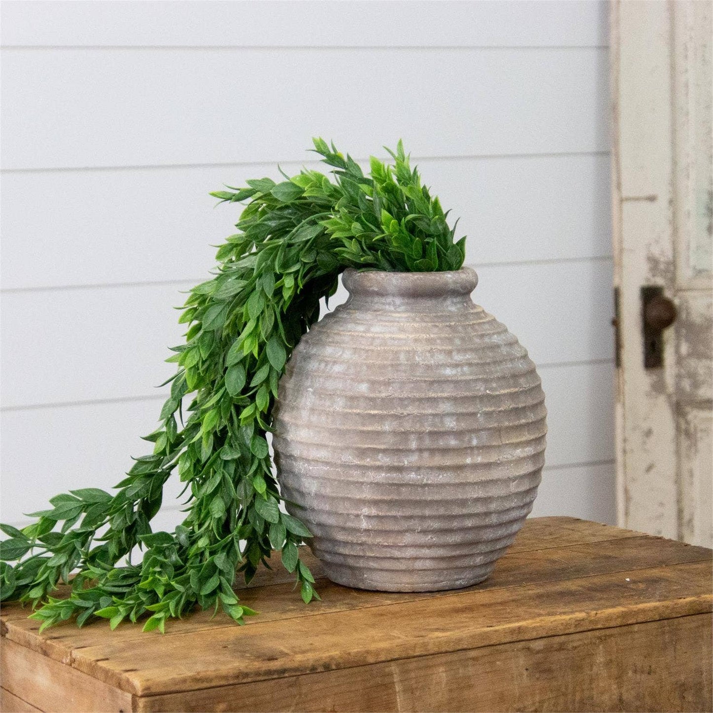 Distressed Ridge Terra Cotta Vase